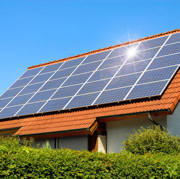 Solar panel on a red roof